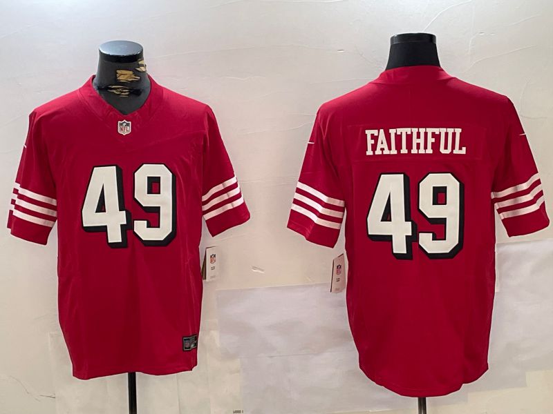Men San Francisco 49ers #49 Faithful Red Three generations 2024 Nike Vapor Limited NFL Jersey style 1->san francisco 49ers->NFL Jersey